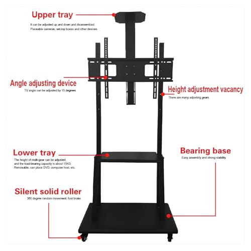 Image of Premium Heavy Duty Full Motion Swivel Floor Stand TV Trolley with Brackets for 32 inch inch to 75 inch LED, LCD for VESA Sizes 100 x 100 Upto 600 x 400 mm (Tv Trolley 3 Shelves) (Premium)
