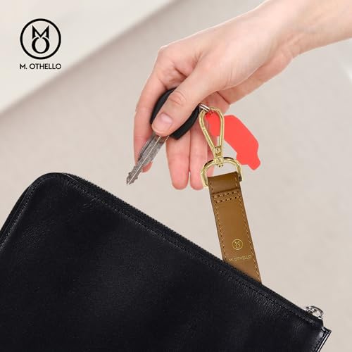 Image of M.Othello Handmade Italian Leather Keychain - 100% Authentic Calf Skin, Gold Hardware, Unisex, Elegant & Timeless Design for Effortless Style in Brown