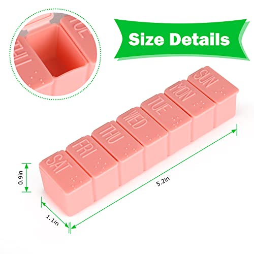 Image of 2Pack Pill Organizer,7 Day Pill Cases Travel Daily Box for Fish Oil, Calcium Tablets, Supplements and Other Vitamins (Pink+) Pink