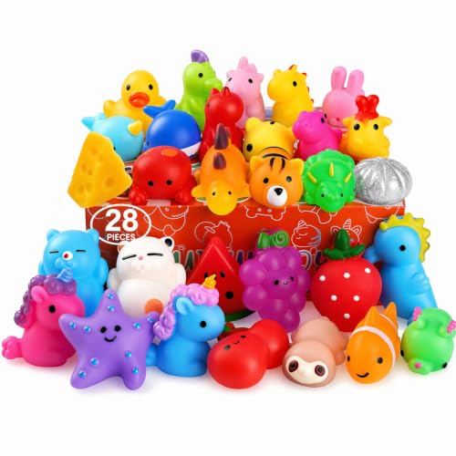 nobasco Squishies 28 Pack Mochi Squishy Toys - Kawaii Cat Squishys Slow Rising Animals - Party Favors Goodie Bag Birthday Gifts Mini Squishies Stress Reliever Toy