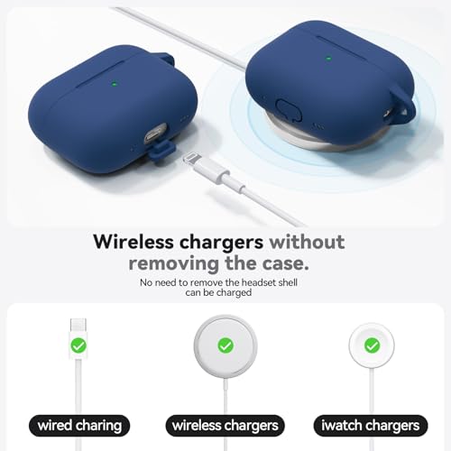 Inesore Compatible with AirPods Pro 3 Case with Cleaning Kit, Silicone Protective Case Cover for Apple Air Pods Pro 3rd (2025), Unisex Design - Navy Blue