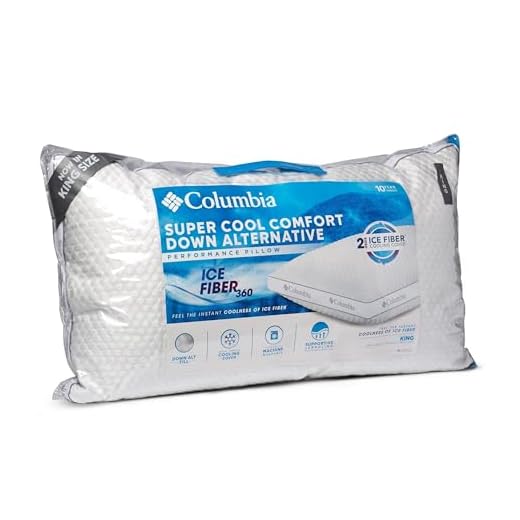 Columbia Comfort Ice Fiber Side Sleeper Down Alternative Bed Pillow - Instant Cooling 2 Sided Ice Fiber Cover - Supportive and Cozy Polyester Fiber Fill - Side Sleeper, King