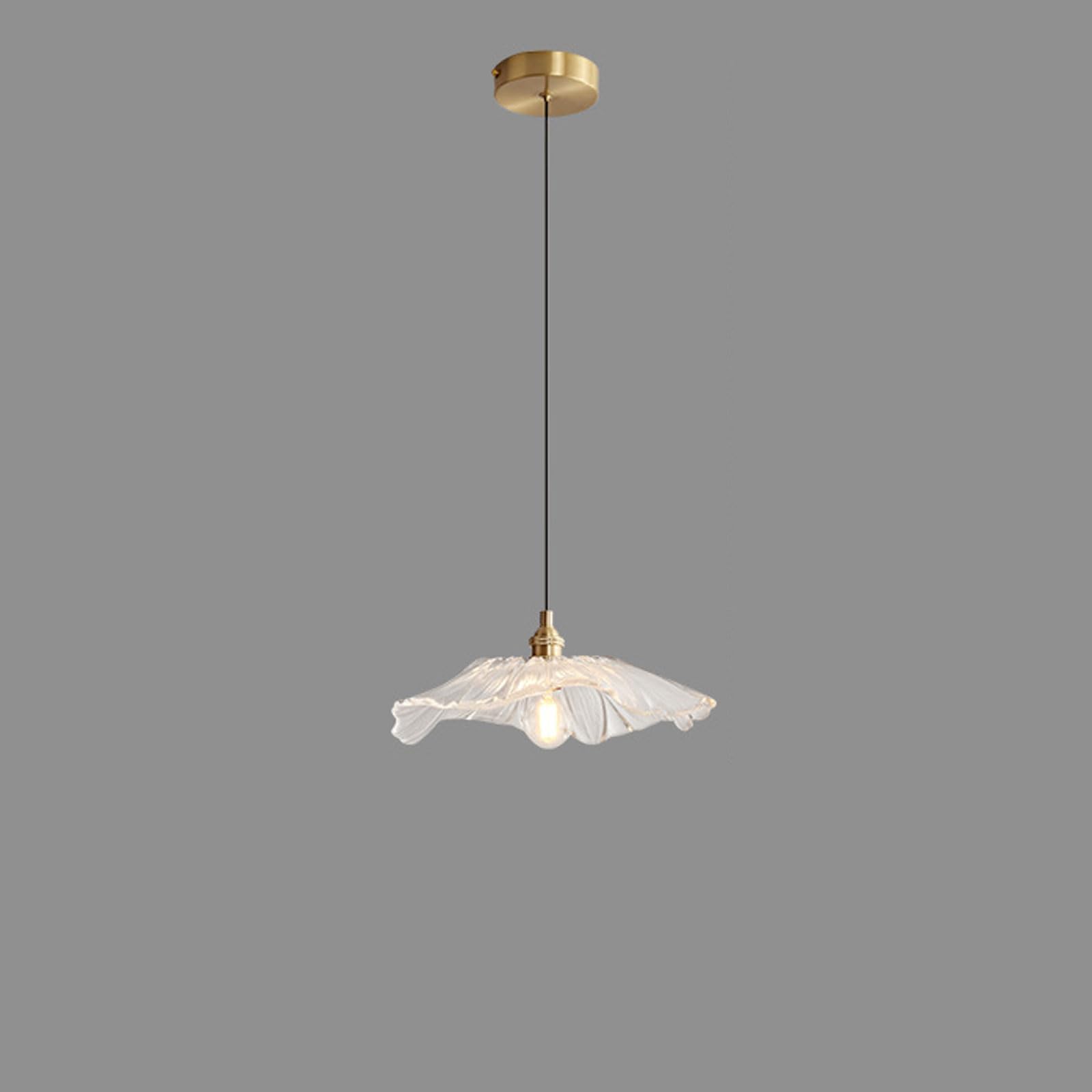 Rszcsmo Multicolor 11.81In Minimalist Gold Pendant Light Creative Lotus Glass Study Hanging Lamp Suitable For Dining Tables, Tea Rooms, Hallways Lighting Fixture