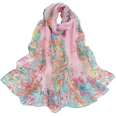 FAIRYGATE Halstuch Damen Seide Chiffon Schal Georgette für Sommer Frühling Mutter Freundin Ehefrau Multifunktional Geschenk 51019 Cover