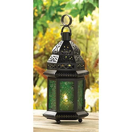 Accent Plus Christmas Decorations Indoor Lantern Decorative Outdoor Christmas Decorations Candle Lantern Candle Holders Christmas Table Decorations Moroccan Lantern, Green 4.5 X 3.75 X 10.25 Inches #TOP1