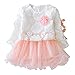 Atyhao Costume Bébé Fille, Robe de Princesse en Dentelle Confortable Costume Bébé Fille Vêtements à Manches Longues Robe Body Bébé Garçons Tenues Costumes Infantile Salopette Courte(100cm-Pink 100cm)