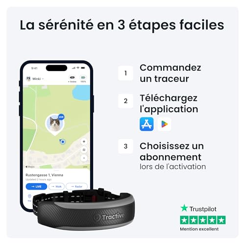 Collier GPS pour chat Tractive avec suivi en direct et alertes de santé intégrées