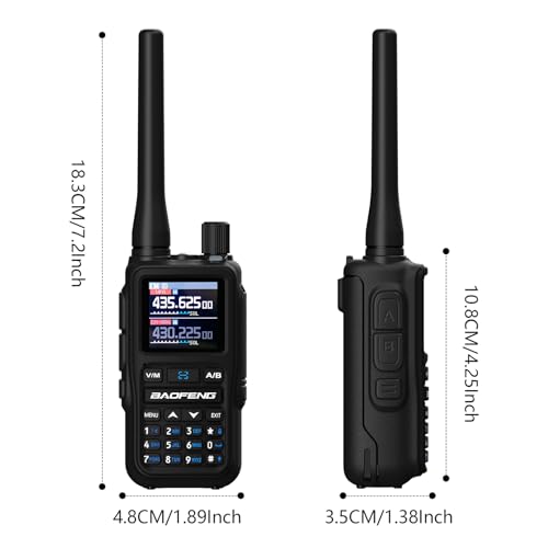 Image of BAOFENG UV-5R Mini Two Way Radio BF-5R Mini Walkie Talkie Wireless Power Adjustable Tiny Size Frequency Copy 999 Channels Type-C Four Colors Portable Ham with 771 Antenna and Headset(2 Pack) (Black)
