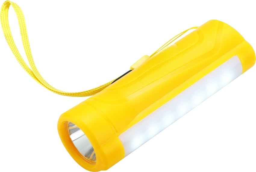 Clokify LED Torch Light, 2-in-1 Rechargeable Flashlight with Wrist Strap, Multicolour (Yellow)-image-40