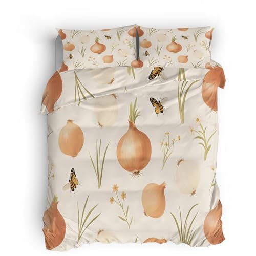 Funda nórdica Cama Reversible 150x200cm Cebolla Funda nórdica Cama Juvenil Funda Ligera con diseño Reversible, Microfibra Transpirable, con Cremallera Oculta