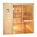 Produktbild SAUNELLA Sauna + Infrarotkabine + Verdampfer | Infrarotsauna Bausatz Heimsauna Maße: 208 x 206 x 204 cm | Saunakabine Saunaofen Komplett Sauna Zubehör Ecksauna Massivholz | ext. Steuerung 3,4 kW