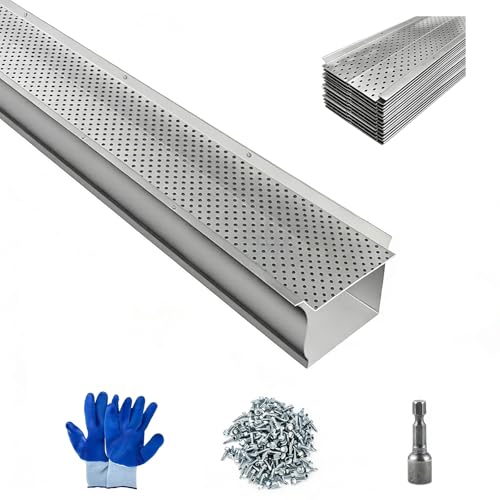 5-Inch Gutter Guards 32 Pcs (128 Ft) - Aluminum Mesh Leaf Guard, Clog Resistant Easy to Install for...