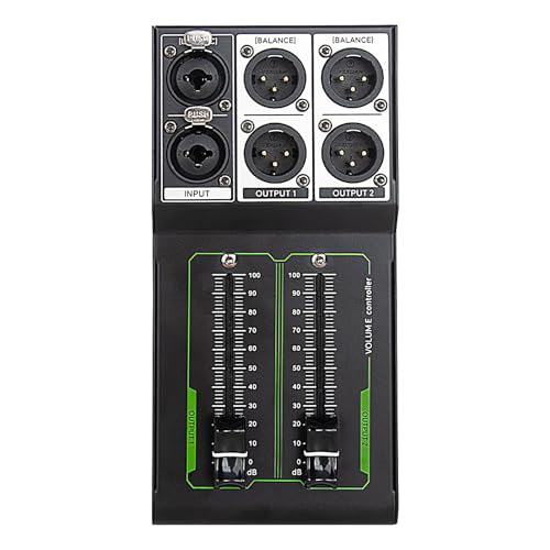 Monitor Controller, Passive Professional Volumes Controller 1 Input 2 Output, 70mm Fader, Precise Audio Control for Studio, Home Audio System, Audios Volume Adjustment