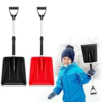 Lasnten 2 Pcs Kids Snow Shovels with D Handle Extendable Plastic Toddler Shovels 27 to 34 Inch for Car Trunk Winter Snow Removal Driveway Camping Yard Garden Activities