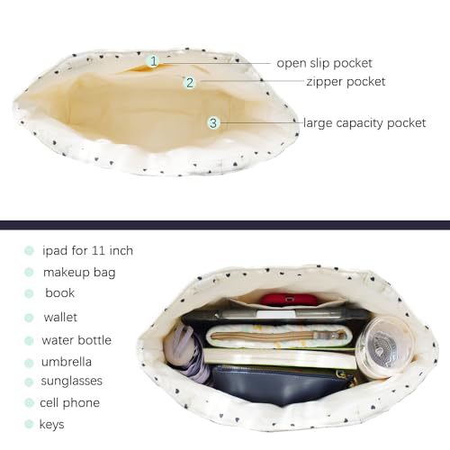 Image of Floral Quilted Cotton Shoulder Bag for Women Daily Use Medium Size Handbag Large Capacity Thickened Design Tote
