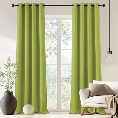 NICETOWN Blackout Curtain for Bedroom 90 inches Long - Window Treatment Thermal Insulated Grommet Room Darkening Drape for Living Room (Fresh Green, 1 Panel, 46 by 90 inches)
