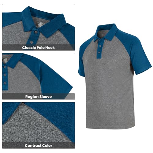 Men's Casual Short Sleeve Moisture Wicking Performance Golf Polo Contrast Color Patchwork Pique Shirts Tops4