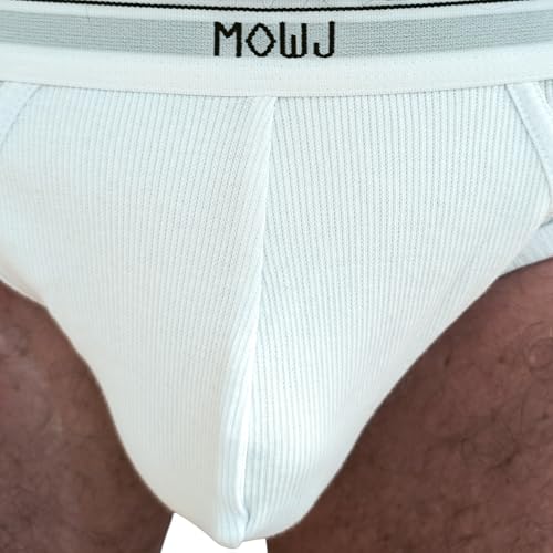 MOWJ Classic Men's Briefs Ultra Soft Stretch Ribbed Cotton Fabric | 3 Pack | Comfortable Fit with Contour Pouch | No Fly2