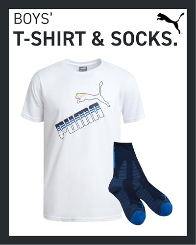 Image of PUMA Boys 2 Piece Graphic Tee Shirt & Matching Socks Set (Sizes S-XL)