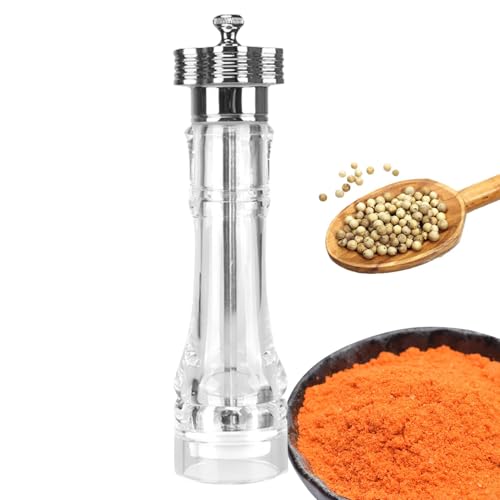 Acrylic Salt Pepper Grinder, Refillable Flavor Grinder, Peppercorn Grinder Salt Shaker, Coarse Sea Salt, Refillable Grinder Black Pepper, Easy to Use, Portable for Black Pepper
