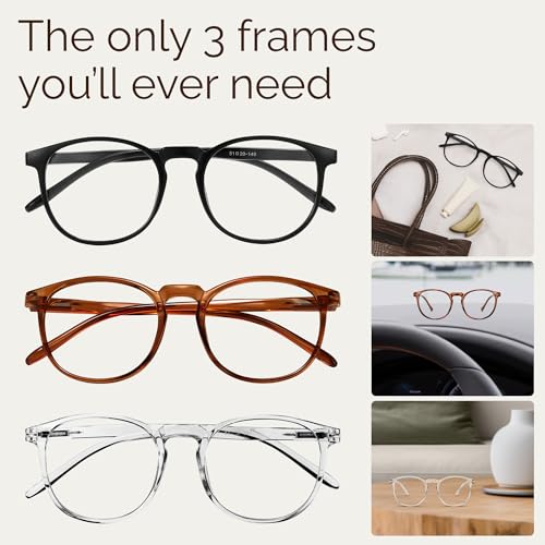 Image of IBOANN Chic & Comfy Blue Light Glasses for Women - 3-Pack Round Frames, Screen-Ready Style with UV Protection Coating