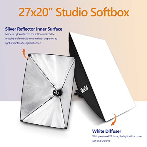 Image of UBeesize Softbox Lighting Kit, Professional Photography Lighting Kit with 2x27x20in Soft Box | 2X 40W 6500K E26 LED Bulb, Photo Studio Lights Equipment for Camera Shooting, Video Recording