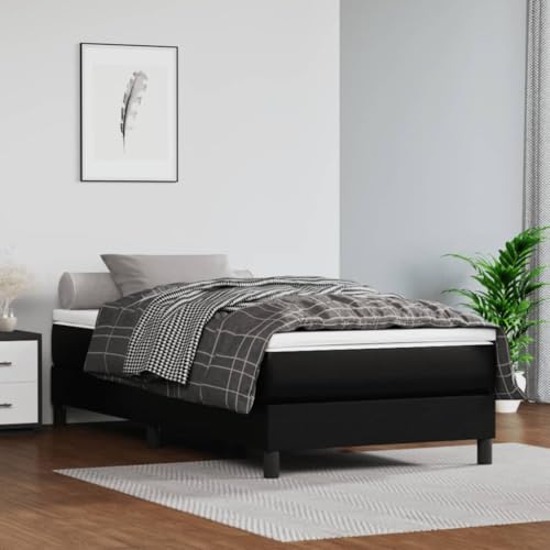 kithwjll - Colchón de muelles ensacados mediano, negro, 120 x 190 x 20 cm, piel sintética, con espuma fría y núcleo de resortes, para dormitorio, dormitorio de invitados, habitación infantil
