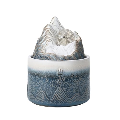 Fontaine de bureau d'intérieur, mini-décoration céramique bleue de méditation
