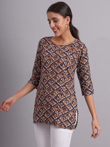 Image of PATLANI Women's Cotton Printed Short Fullstitched Kurti /Kurtas.