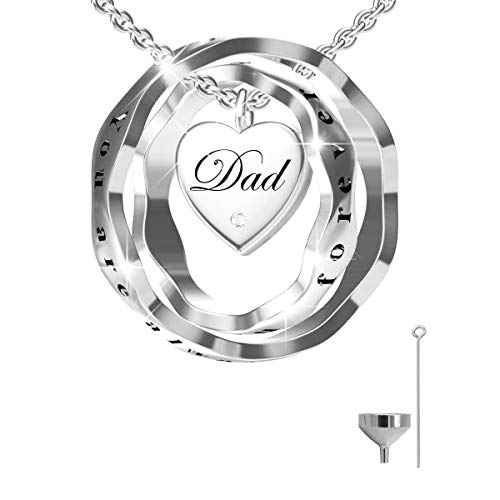 oGoodsunj S925 Sterling Silver Cremation Jewelry Urn Pendant Necklace Ashes Keepsake Necklaces for Women - You are Always in My Heart I Love You Forever (Dad)