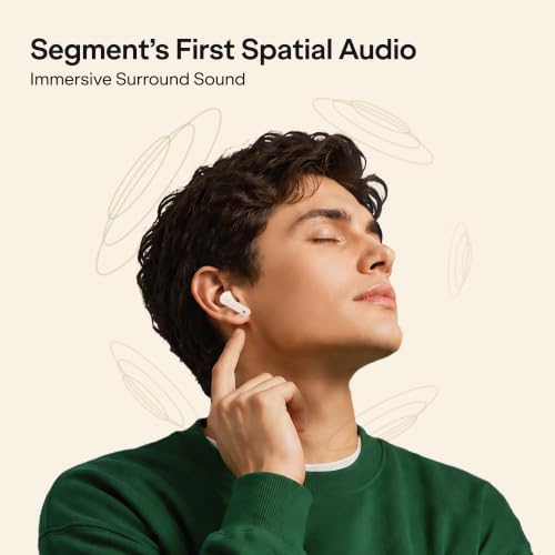 Image of boAt Airdopes Plus 224, Powerful Spatial Audio, 60H Playback, Quad Mics AI-ENx, 13 mm Drivers, Hearables App, Multipoint Connectivity, Google Fast Pair, Bluetooth v6.0 TWS Earbuds (Off White)