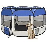Gecheer Box per Cani Pieghevole con Borsa Trasporto Blu 110x110x58 cm,Animali Box Portatile Pieghevole Cucce gabbiette recinzioni per Cuccioli, Cane, Gatti, Coniglio all