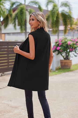 Image of Beyove Womens Long Vests Sleeveless Draped Lightweight Open Front Cardigan Layering Vest with Side Pockets