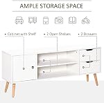 HOMCOM Meuble TV pour Téléviseurs jusqu'à 50 po Écran Plat, Cabinet TV avec Étagères de Rangement, 2 Tiroirs et Trou pour Câble, Centre de Divertissement Moderne pour Salon, Chambre, Blanc