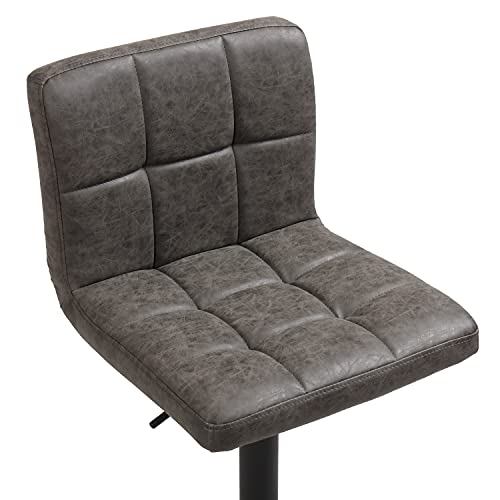 Finnhomy Bar Stools Set Of 2 Counter Height, Swivel Barstools With Footrest And L Shape Thicken Cushion Back, Height Adjustable Modern Bar Chairs, Vintage Leather, Retro Grey #TOP5