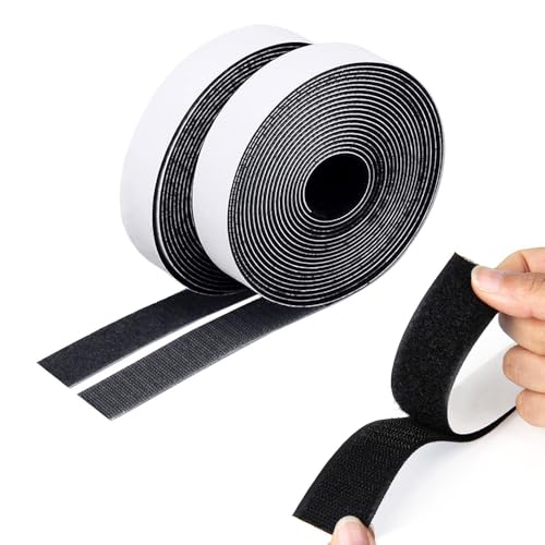 CENSIVI Klettband Selbstklebend - Klettverschluss Selbstklebend Extra Stark Selbstklebendes Klebepad Flauschband und Hakenband Doppelseitig Klebende mit Klettverschluss (Schwarz 2m x 2cm)