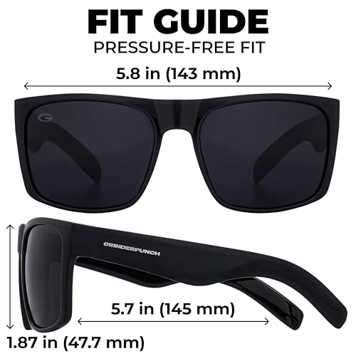 Image of grinderPUNCH Polarized Square Sunglasses for Men UV400 Protection Driving Fishing Sunglasses Mens Shades Mirrored Sunglasses