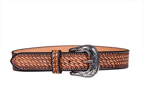 Western Genuine Leather Basket Weave Belt For Men and Women 30WE0022