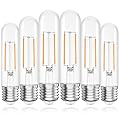 GvvooHome Tubular LED Edison Bulb Dimmable 2700K Warm White, 4W, 40 watt Equivalent, E26 LED Light Bulbs, T10 Edison Bulbs for Chandeliers, Ceiling Fan, 90+CRI 400LM, 6 Pack