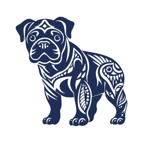 Tattwo.me - Tatuaggio temporaneo per adulti e bambini, 2 settimane, resistente all'acqua - cane bulldog in stile tribale- Inchiostro vegetale - Certificato cosmetico UE (5X5 - P0767)
