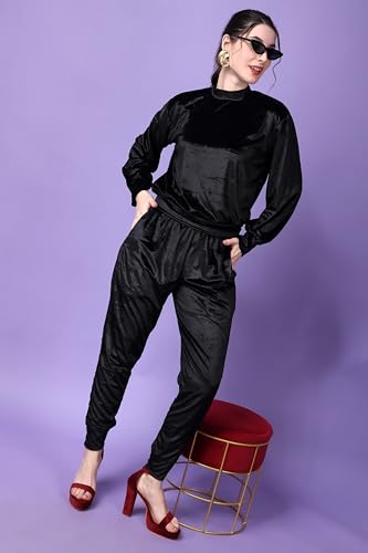 Image of POPWINGS Velvet Co-Ord Set for Women || Shirt and Trouser Co-ord for Girls || Casual Full Sleeves Co-Ords Set for Women Dress