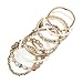 RIAH FASHION Multi Color Stretch Beaded Stackable Bracelets - Layering Bead Strand Statement Wrap Bangles (Natural Stone - Multi-color Agate, 7.0 Inches)
