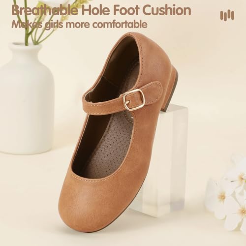 Hehainom Girls Dress Shoes Mary Jane Ballet Flats Little Big Kids Flower Girl Low Heels School Wedding Party Shoes3