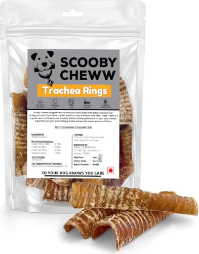 Image of Scooby Chews Buffalo Trachea for Dog 100% Natural Pet Treats, Long Lasting Crunchy Dog Chews, Single Ingredient Sticks, Promotes Joint, Dental Health, High Protien Snacks Pack (14 Count (Pack of 1))