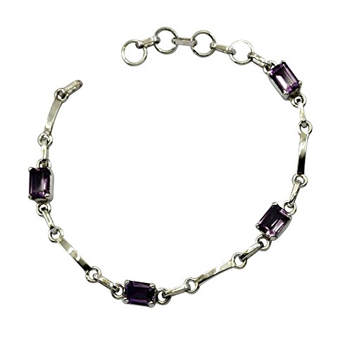 Bracelets pour femmes en véritable améthyste et argent style lien - 3