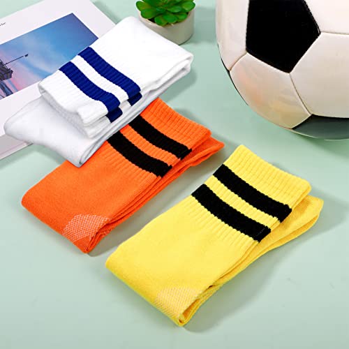 3 Pairs Kids Football Socks Non Slip Sports Socks Breathable Long Soccer Sock Yellow Orange White for Boys Girls Children Youth Junior(Aged 8-12) Running,Training,Rugby,Hockey Soccer - Image 4