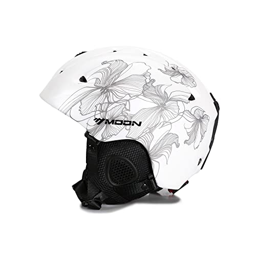 LIONCIANO Casco para Deportes De Nieve, Forro Extraíble y Orejeras, Circunferencia De La Cabeza Ajustable, Unisex, Cálido y Transpirable, Casco Conforme a CE-EN1077(M-Blanco Mate) Cover
