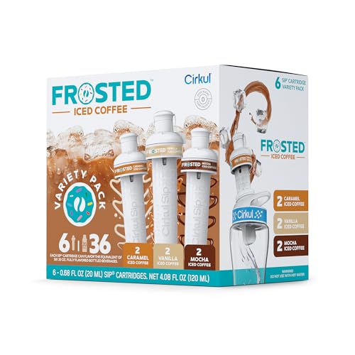 Cirkul Frosted Iced Coffee Flavor Cartridge Variety Pack, 6-Pack (2 Caramel, 2 Mocha, 2 Vanilla)
