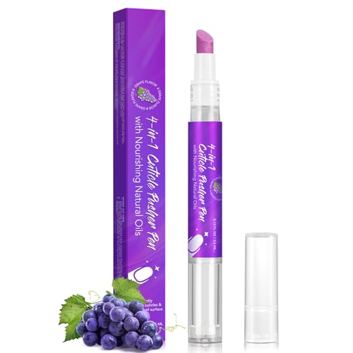Cuticle Oil Pusher Pen - 4 in 1 Cuticle Remover Pen for Nails Nail Care Oil Pens with Micro-Dosin Oil for Hangnails Dry & Damaged Nails Moisturize Strengthen Brighten