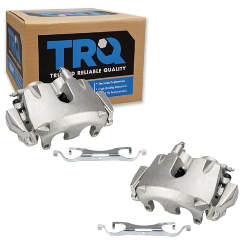 Image of TRQ Front Left and Right Brake Caliper Set Caliper Brackets Hardware Compatible with 11-19 Dodge Durango 330mm Diameter Front Rotors 11-19 Jeep Grand Cherokee Brake Code BRY Without Heavy Duty Brakes